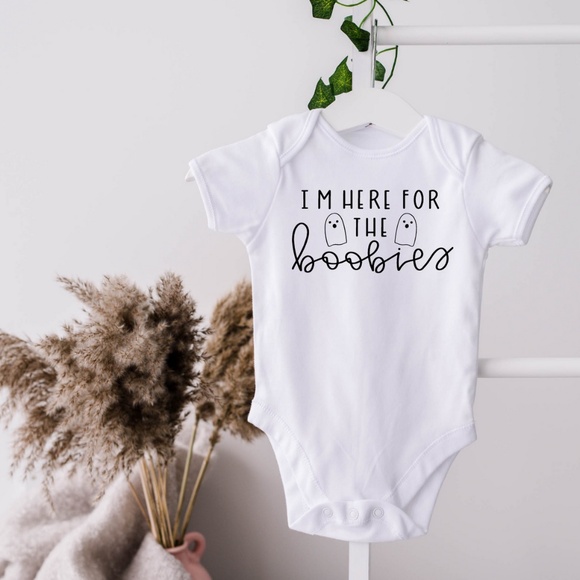 I'm here for the boobies baby bodysuit - Picture 3 of 4